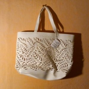 White leather Oscar de la Renta tote new